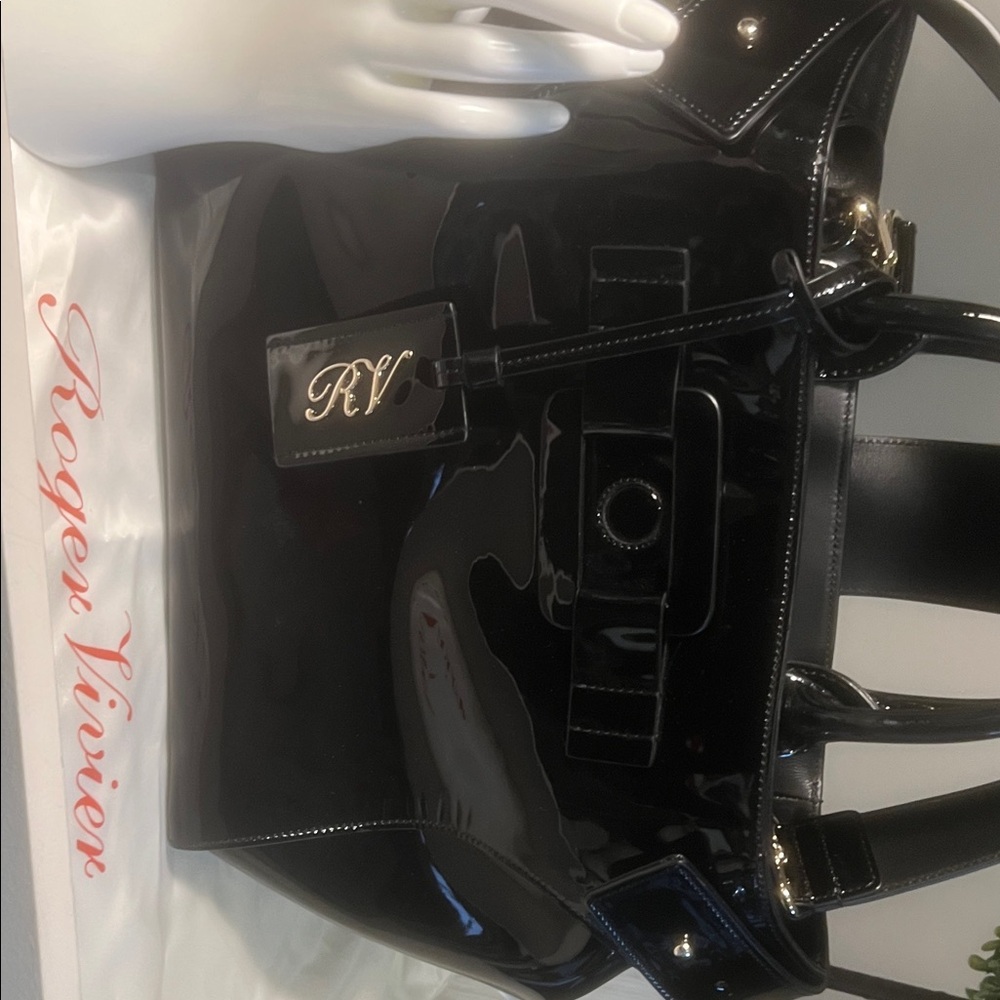 Roger Vivier Glossy Black Patent Satchel - Picture 10 of 10